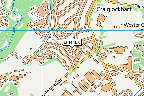 EH14 1DX map - OS VectorMap District (Ordnance Survey)