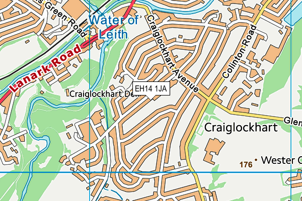EH14 1JA map - OS VectorMap District (Ordnance Survey) EH14 1JA map - OS VectorMap District (Ordnance Survey)