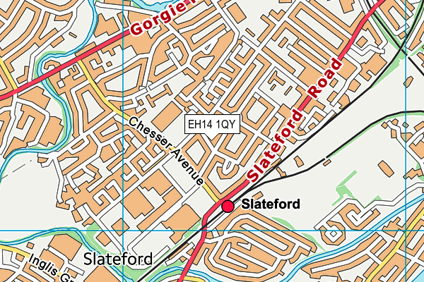 EH14 1QY map - OS VectorMap District (Ordnance Survey)