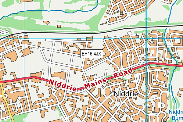 EH16 4JX map - OS VectorMap District (Ordnance Survey)