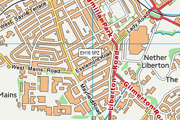 EH16 5PZ map - OS VectorMap District (Ordnance Survey)