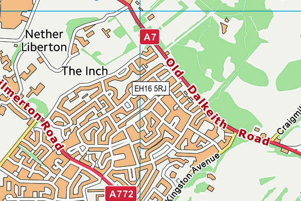 EH16 5RJ map - OS VectorMap District (Ordnance Survey)