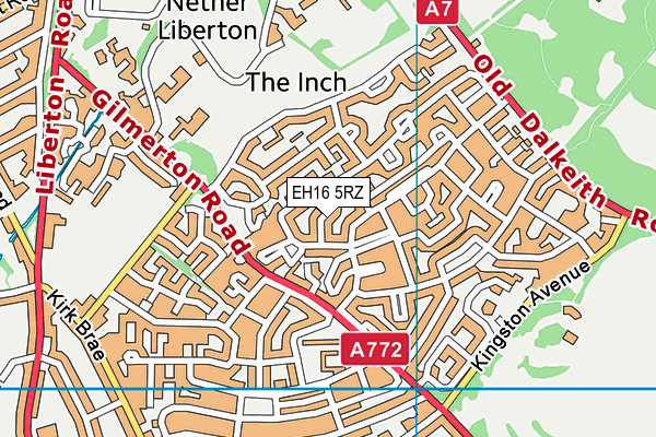 EH16 5RZ map - OS VectorMap District (Ordnance Survey)