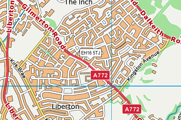 EH16 5TJ map - OS VectorMap District (Ordnance Survey)