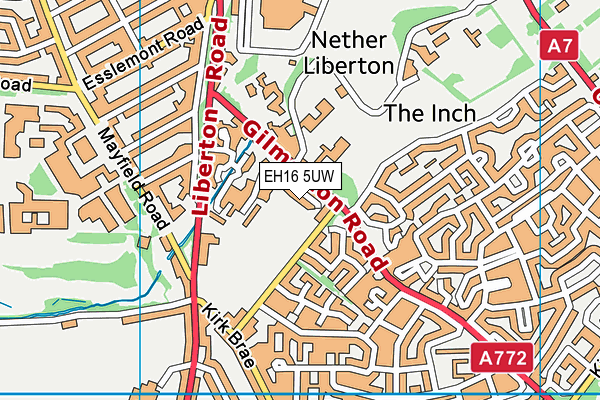 EH16 5UW map - OS VectorMap District (Ordnance Survey)