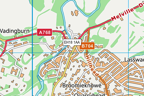 EH18 1AA map - OS VectorMap District (Ordnance Survey) EH18 1AA map - OS VectorMap District (Ordnance Survey)