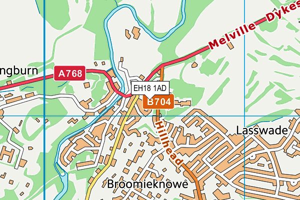 EH18 1AD map - OS VectorMap District (Ordnance Survey) EH18 1AD map - OS VectorMap District (Ordnance Survey)