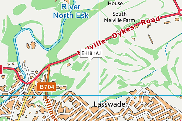 EH18 1AJ map - OS VectorMap District (Ordnance Survey) EH18 1AJ map - OS VectorMap District (Ordnance Survey)