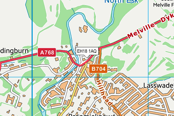 EH18 1AQ map - OS VectorMap District (Ordnance Survey) EH18 1AQ map - OS VectorMap District (Ordnance Survey)