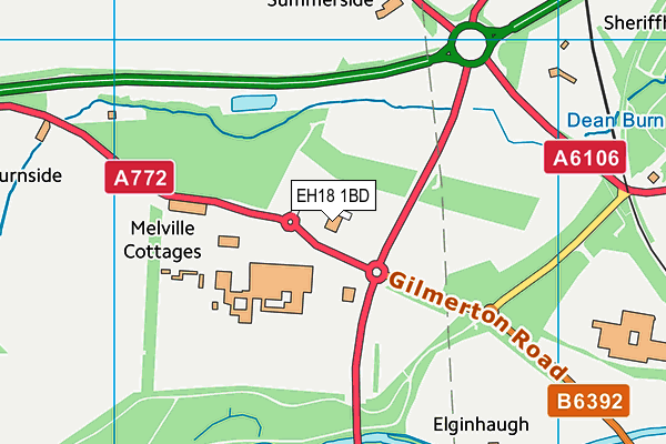 EH18 1BD map - OS VectorMap District (Ordnance Survey) EH18 1BD map - OS VectorMap District (Ordnance Survey)