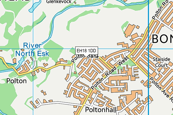 EH18 1DD map - OS VectorMap District (Ordnance Survey) EH18 1DD map - OS VectorMap District (Ordnance Survey)