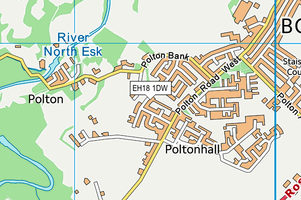 EH18 1DW map - OS VectorMap District (Ordnance Survey) EH18 1DW map - OS VectorMap District (Ordnance Survey)
