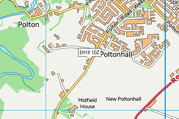 EH18 1DZ map - OS VectorMap District (Ordnance Survey) EH18 1DZ map - OS VectorMap District (Ordnance Survey)