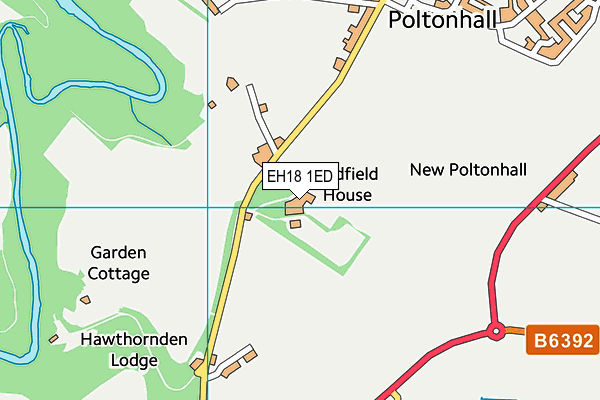 EH18 1ED map - OS VectorMap District (Ordnance Survey) EH18 1ED map - OS VectorMap District (Ordnance Survey)