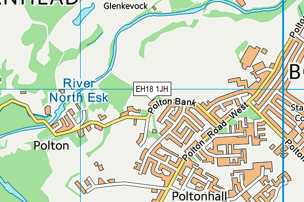 EH18 1JH map - OS VectorMap District (Ordnance Survey) EH18 1JH map - OS VectorMap District (Ordnance Survey)