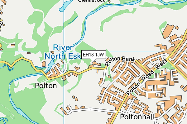 EH18 1JW map - OS VectorMap District (Ordnance Survey)