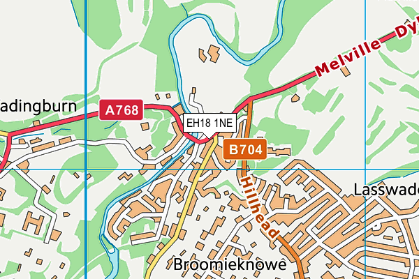 EH18 1NE map - OS VectorMap District (Ordnance Survey) EH18 1NE map - OS VectorMap District (Ordnance Survey)
