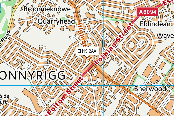 EH19 2AA map - OS VectorMap District (Ordnance Survey) EH19 2AA map - OS VectorMap District (Ordnance Survey)