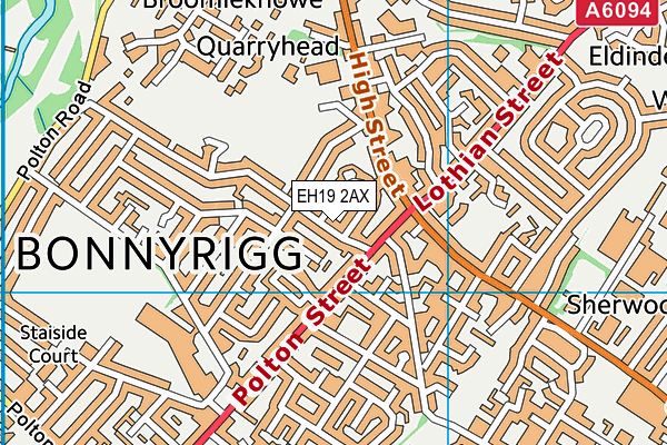 EH19 2AX map - OS VectorMap District (Ordnance Survey) EH19 2AX map - OS VectorMap District (Ordnance Survey)