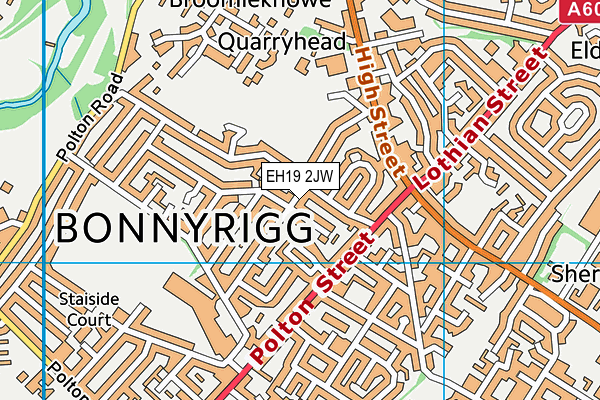 EH19 2JW map - OS VectorMap District (Ordnance Survey) EH19 2JW map - OS VectorMap District (Ordnance Survey)