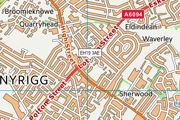 EH19 3AE map - OS VectorMap District (Ordnance Survey) EH19 3AE map - OS VectorMap District (Ordnance Survey)