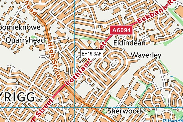 EH19 3AF map - OS VectorMap District (Ordnance Survey) EH19 3AF map - OS VectorMap District (Ordnance Survey)
