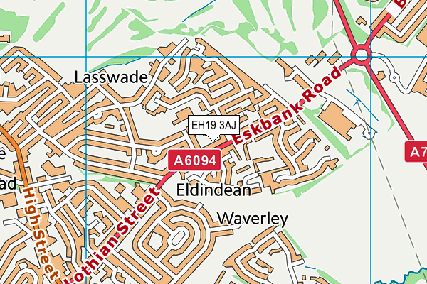 EH19 3AJ map - OS VectorMap District (Ordnance Survey) EH19 3AJ map - OS VectorMap District (Ordnance Survey)