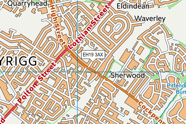 EH19 3AX map - OS VectorMap District (Ordnance Survey) EH19 3AX map - OS VectorMap District (Ordnance Survey)