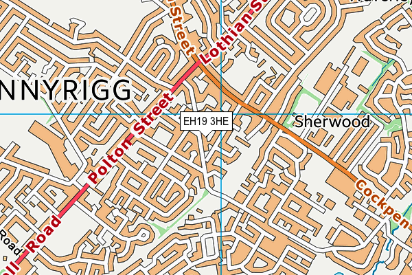 EH19 3HE map - OS VectorMap District (Ordnance Survey) EH19 3HE map - OS VectorMap District (Ordnance Survey)