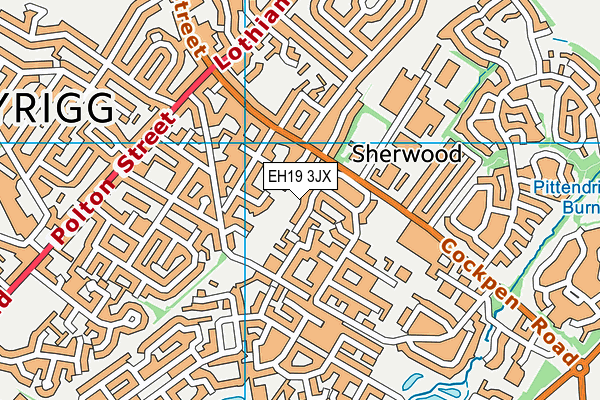 EH19 3JX map - OS VectorMap District (Ordnance Survey) EH19 3JX map - OS VectorMap District (Ordnance Survey)