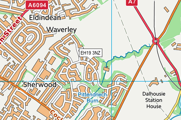 EH19 3NZ map - OS VectorMap District (Ordnance Survey) EH19 3NZ map - OS VectorMap District (Ordnance Survey)