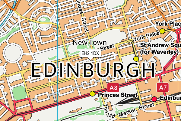 EH2 1DX map - OS VectorMap District (Ordnance Survey) EH2 1DX map - OS VectorMap District (Ordnance Survey)