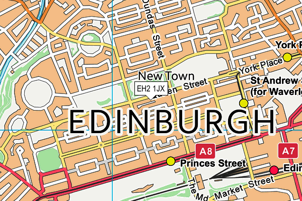 EH2 1JX map - OS VectorMap District (Ordnance Survey) EH2 1JX map - OS VectorMap District (Ordnance Survey)