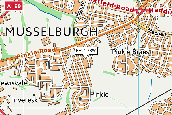 EH21 7BW map - OS VectorMap District (Ordnance Survey) EH21 7BW map - OS VectorMap District (Ordnance Survey)