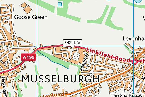 EH21 7LW map - OS VectorMap District (Ordnance Survey)