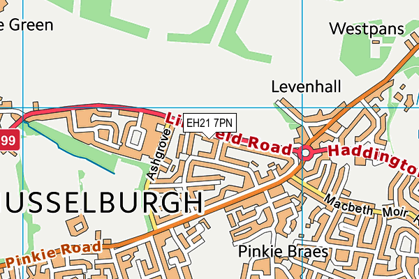 EH21 7PN map - OS VectorMap District (Ordnance Survey)