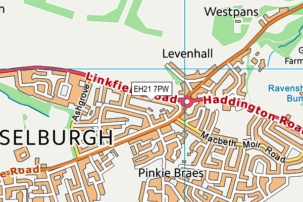 EH21 7PW map - OS VectorMap District (Ordnance Survey) EH21 7PW map - OS VectorMap District (Ordnance Survey)
