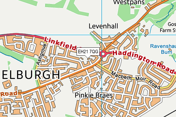 EH21 7QG map - OS VectorMap District (Ordnance Survey) EH21 7QG map - OS VectorMap District (Ordnance Survey)