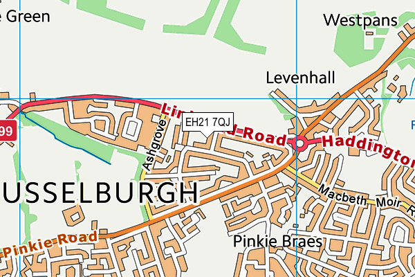 EH21 7QJ map - OS VectorMap District (Ordnance Survey) EH21 7QJ map - OS VectorMap District (Ordnance Survey)