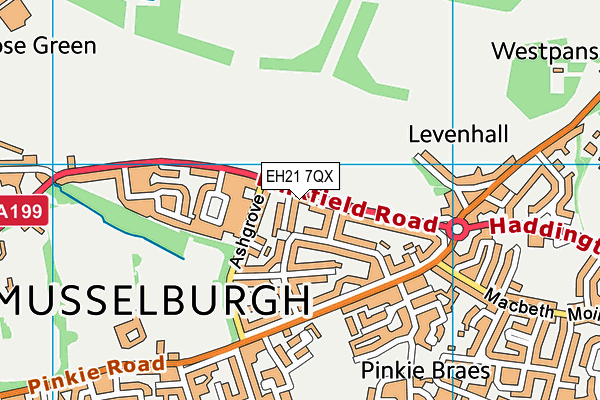 EH21 7QX map - OS VectorMap District (Ordnance Survey) EH21 7QX map - OS VectorMap District (Ordnance Survey)