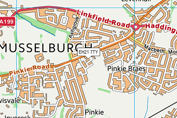 EH21 7TY map - OS VectorMap District (Ordnance Survey) EH21 7TY map - OS VectorMap District (Ordnance Survey)
