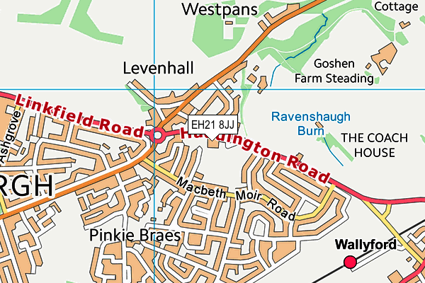 EH21 8JJ map - OS VectorMap District (Ordnance Survey) EH21 8JJ map - OS VectorMap District (Ordnance Survey)