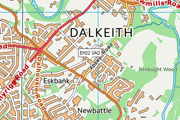 EH22 3AQ map - OS VectorMap District (Ordnance Survey)