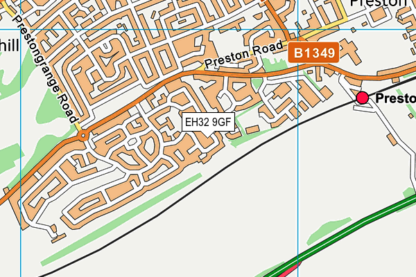 EH32 9GF map - OS VectorMap District (Ordnance Survey)