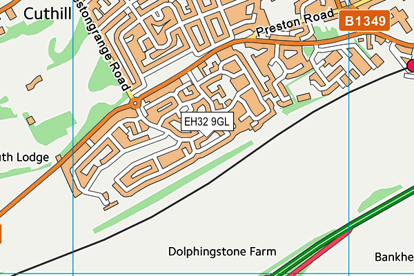 EH32 9GL map - OS VectorMap District (Ordnance Survey) EH32 9GL map - OS VectorMap District (Ordnance Survey)