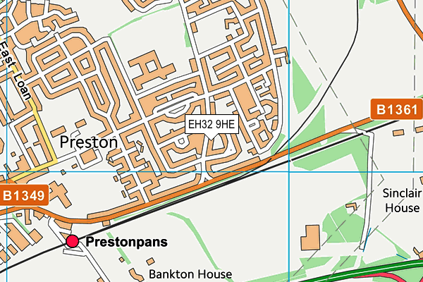 EH32 9HE map - OS VectorMap District (Ordnance Survey)