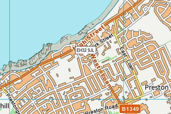 EH32 9JL map - OS VectorMap District (Ordnance Survey) EH32 9JL map - OS VectorMap District (Ordnance Survey)