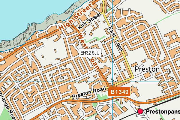 EH32 9JU map - OS VectorMap District (Ordnance Survey) EH32 9JU map - OS VectorMap District (Ordnance Survey)
