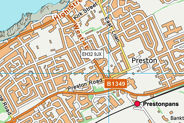 EH32 9JX map - OS VectorMap District (Ordnance Survey) EH32 9JX map - OS VectorMap District (Ordnance Survey)