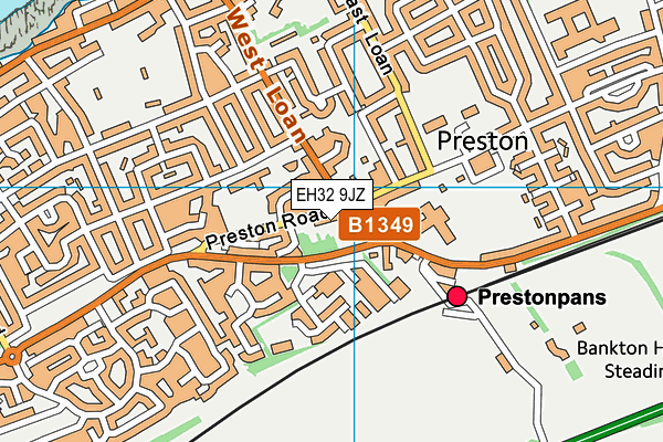 EH32 9JZ map - OS VectorMap District (Ordnance Survey) EH32 9JZ map - OS VectorMap District (Ordnance Survey)